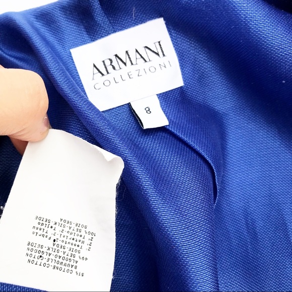 Armani blue silk bow blazer and skirt set - Picture 5 of 7